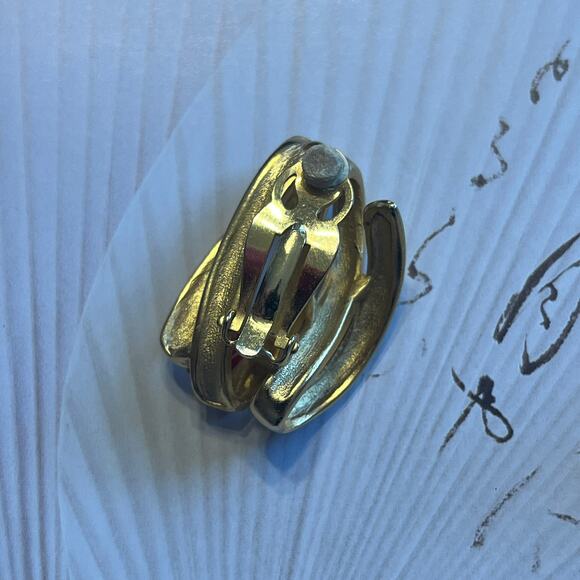 Vintage 80s Oversized Large Woven Chunky Gold Tone Statement Earrings - Picture 2 of 6